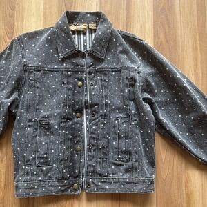 Street Worn 90s VTG Faded Black Daisy Denim Boxy/Cropped Fit Jean Jacket Sz M